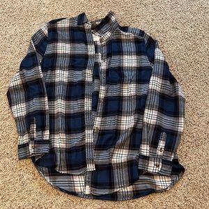 Pink, purple, blue, white, black flannel